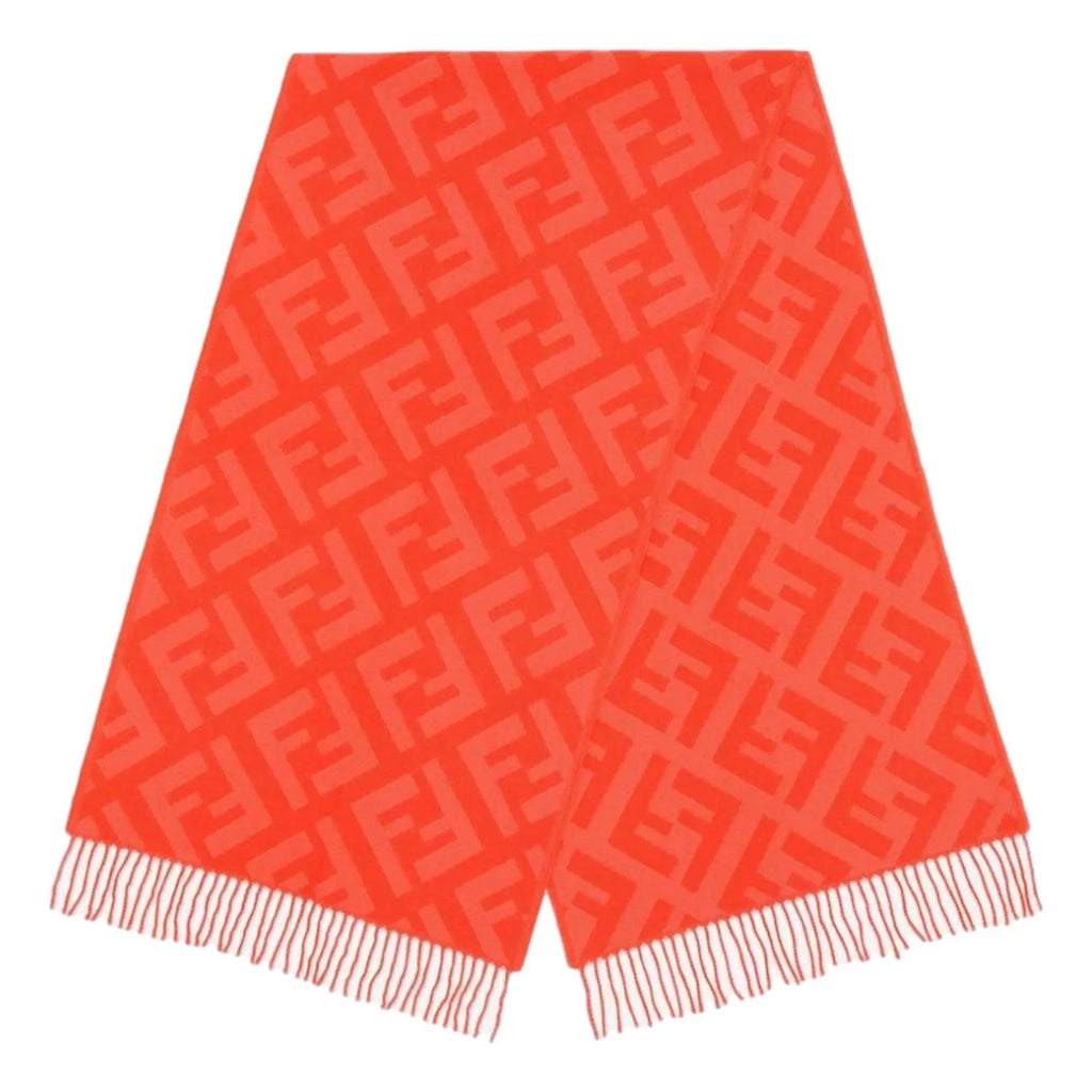 Fendi FF Print Tulip Woven Cashmere Fringe Sizecarf FXT260
