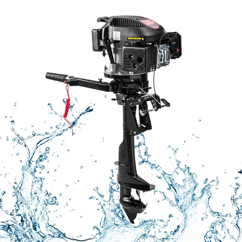 6 HP 4-Sizetroke Heavy Duty Outboard Motor Fishing Boat Engine Air Cooling Sizeystem