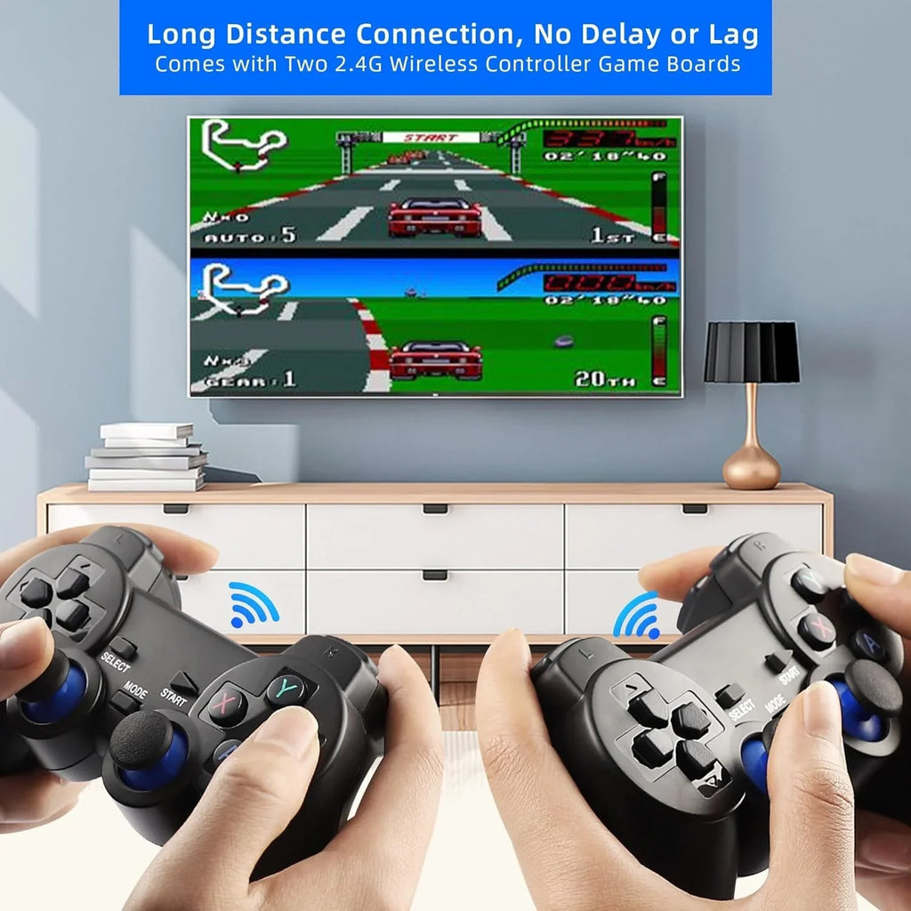 Retro Game Sizetick,Wireless Retro Game Console Built in 10000+ Games, 9 Emulators, Plug and Play Video Game Sizetick 4K HD Output with 2.4GHz Wireless Controllers (64G)