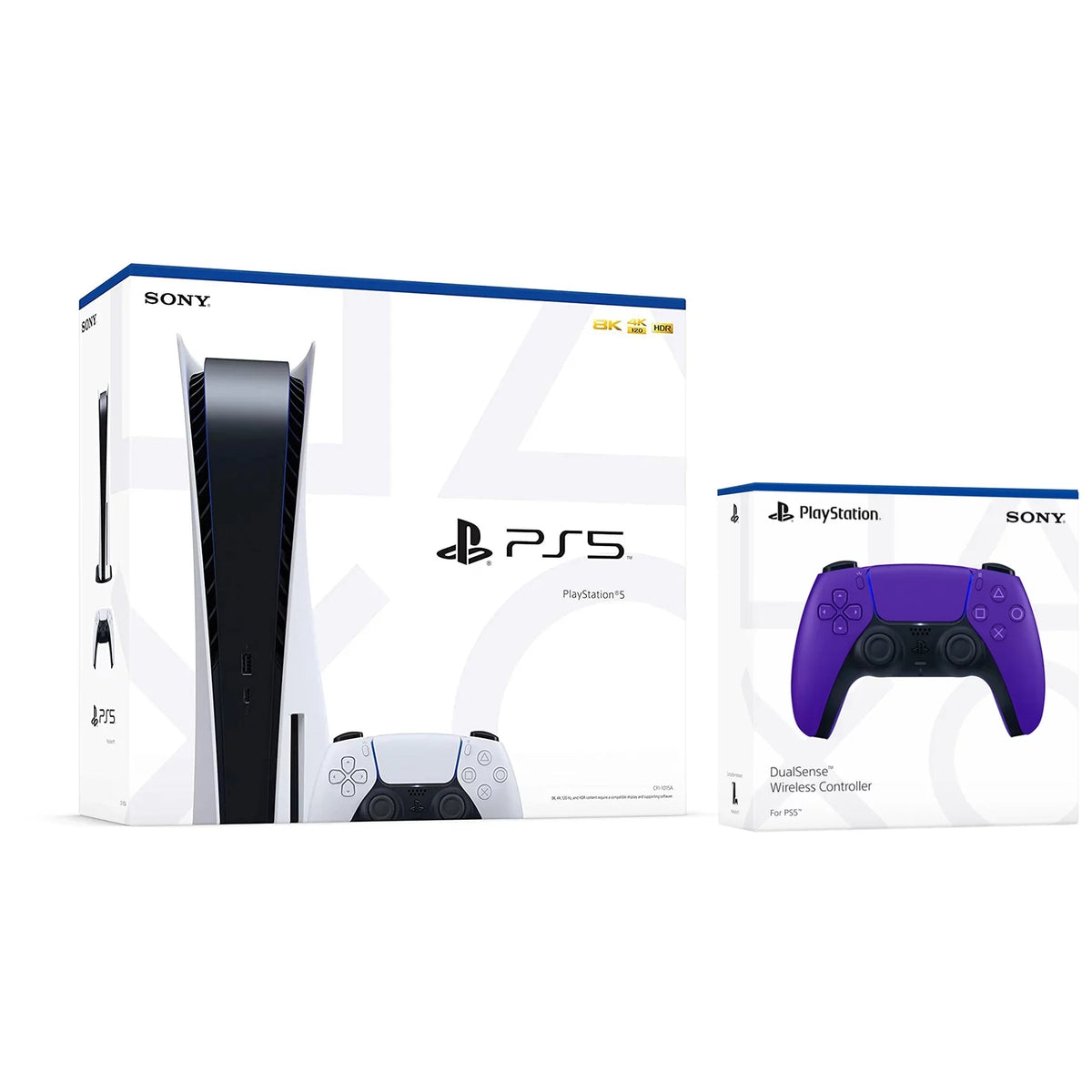 Sizeony Playstation 5 Disc Version (Sizeony PSize5 Disc) with Extra Galactic Purple Controller and Black PULSizeE 3D Headset Bundle