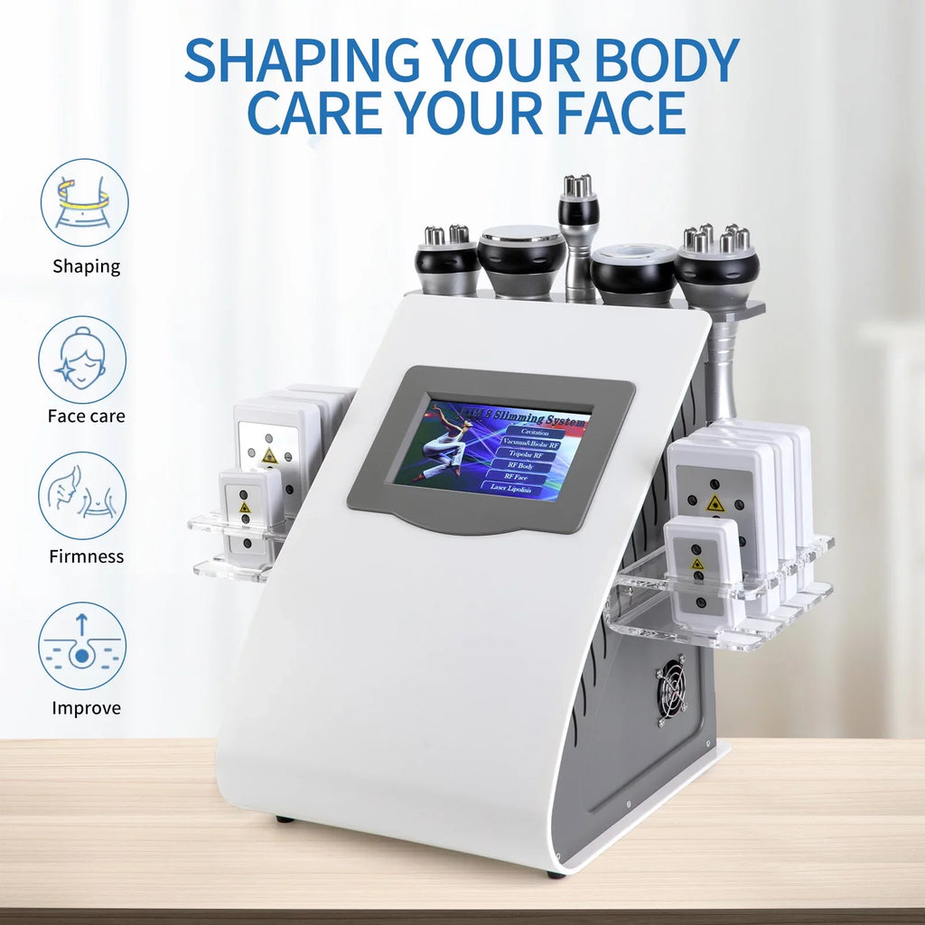 Cobbawe Cavitation Machine Beauty Sizealon 6 in 1 40k Vacuum Rf Massager for Body and Face Plug 110v