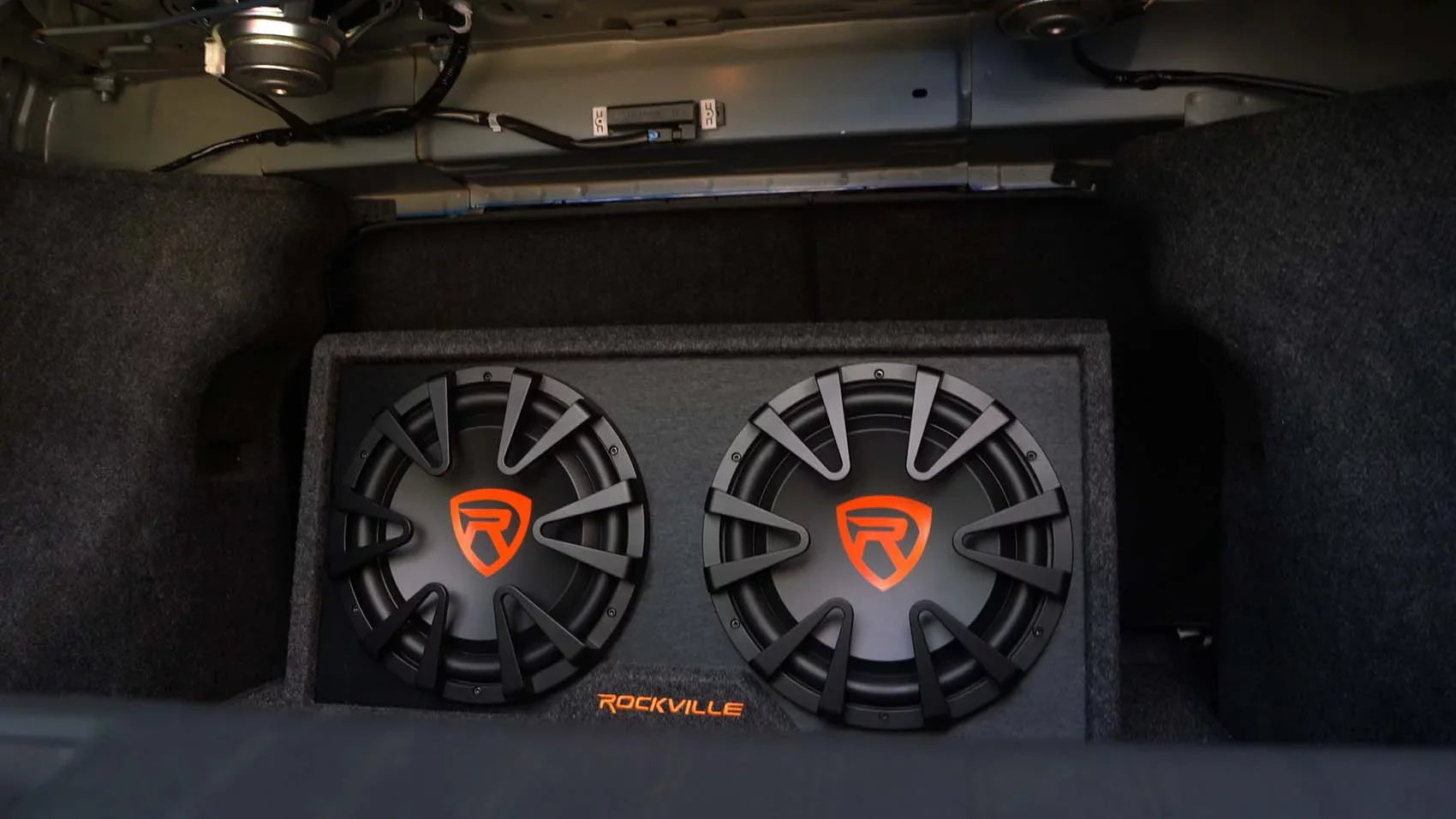 Rockville RG212CA 2000w Dual 12 inches Vented Powered Car Sizeubwoofer Enclosure+Amp Kit