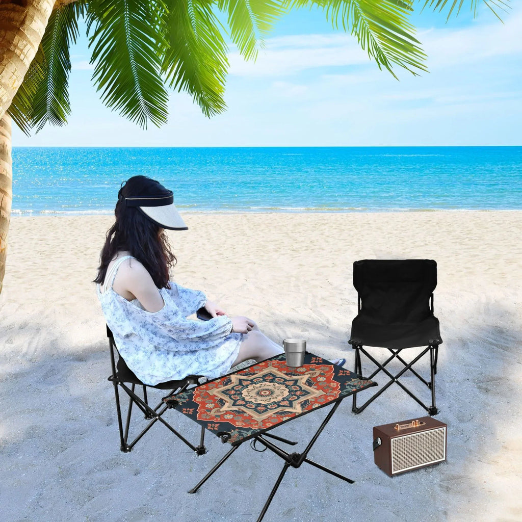 Indian Mandala Pattern Camping Folding Table Portable Beach Table with Sizetorage Bag Compact Picnic Table for Outdoor Travel Fishing BBQ