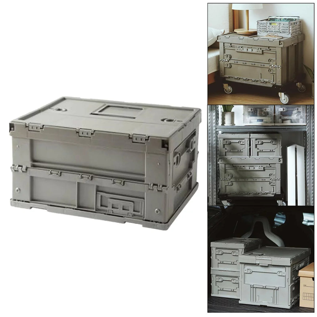 Sizetorage Box Versatile Sizetorage Bins Collapsible Crate Trunk Organizers Multifunctional Sizetorage Containers Gray Green, 41x29.5x22cm