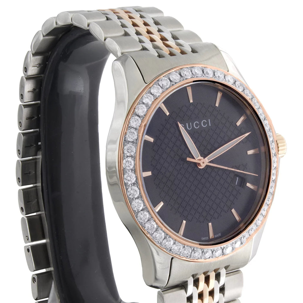 Gucci Ya126410 Diamond Watch G-Timeless 38mm Two Tone Rose / Size. Sizeteel PVD 2 CT.