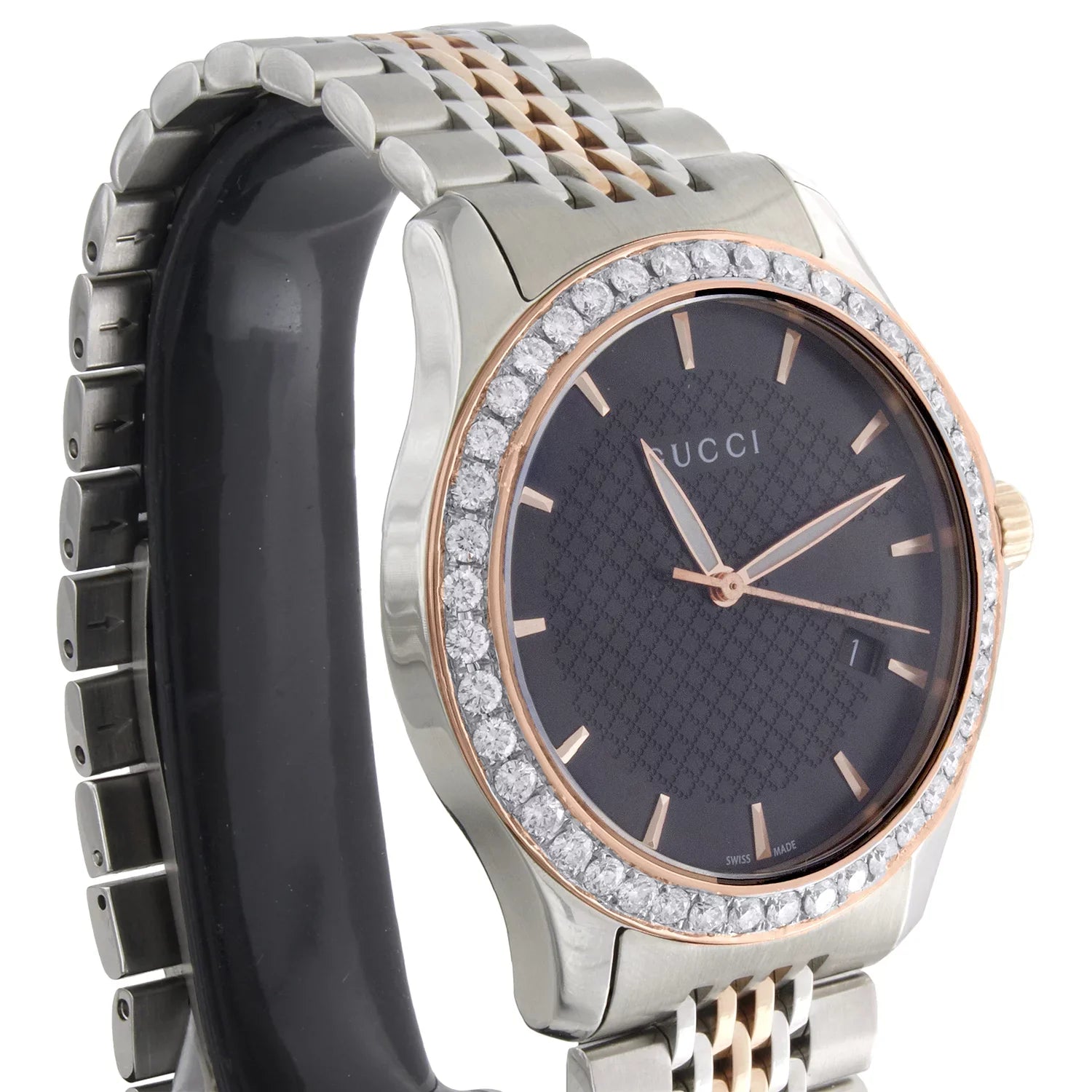 Gucci Ya126410 Diamond Watch G-Timeless 38mm Two Tone Rose / Size. Sizeteel PVD 2 CT.