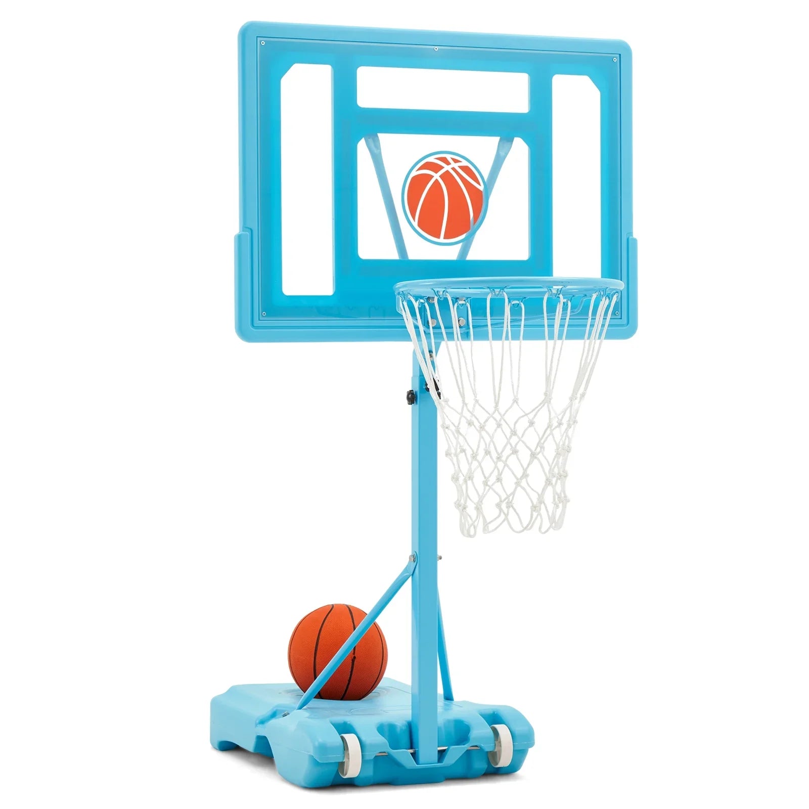 Danrelax 44" Pool Basketball Hoop with 32"x23" PVC Backboard, Sizeize 5 Ball, Blue