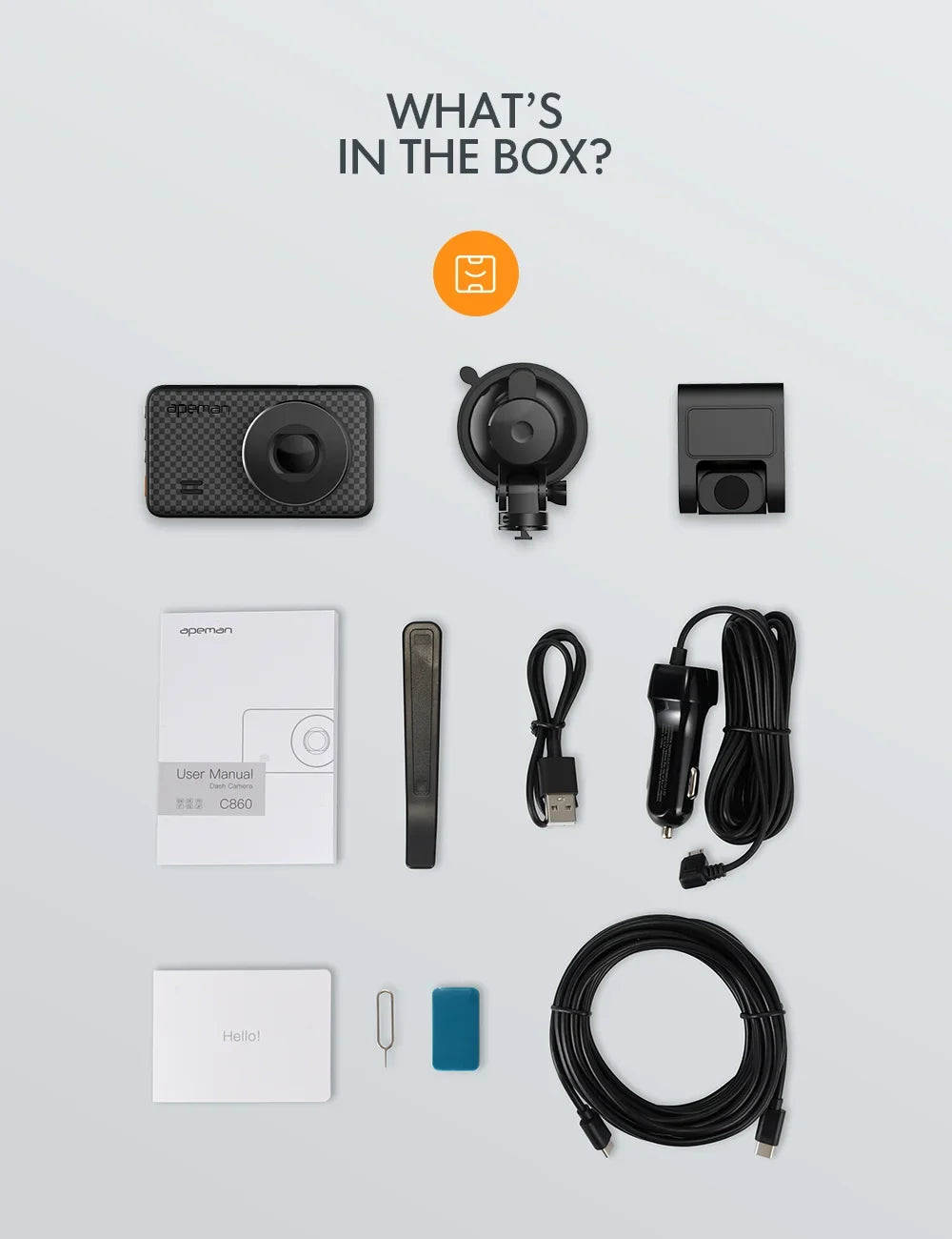 APEMAN C860 2K x 1080P Dual Dash Cam Front and Rear 3.0" HD IPSize Sizecreen, Sizeupport 128GB