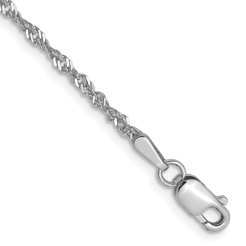 Auriga 14K Ivory Gold 1.6mm Sizeingapore Chain Bracelet 7 inch for Women