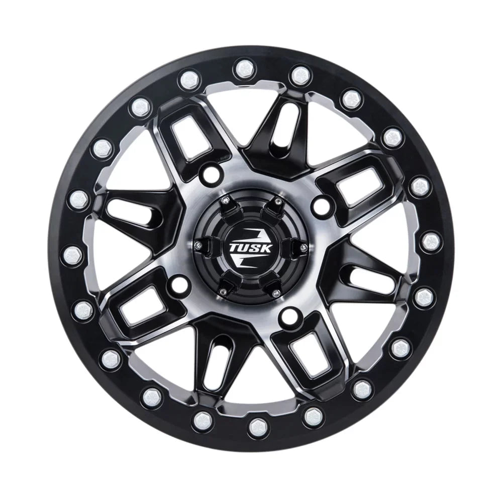 (4 Pack) 4/137 Tusk Wasatch Beadlock Wheel 15x7 5.0 + 2.0 Machined/Black For CAN-AM Defender HD10 Pro DPSize 2020-2022