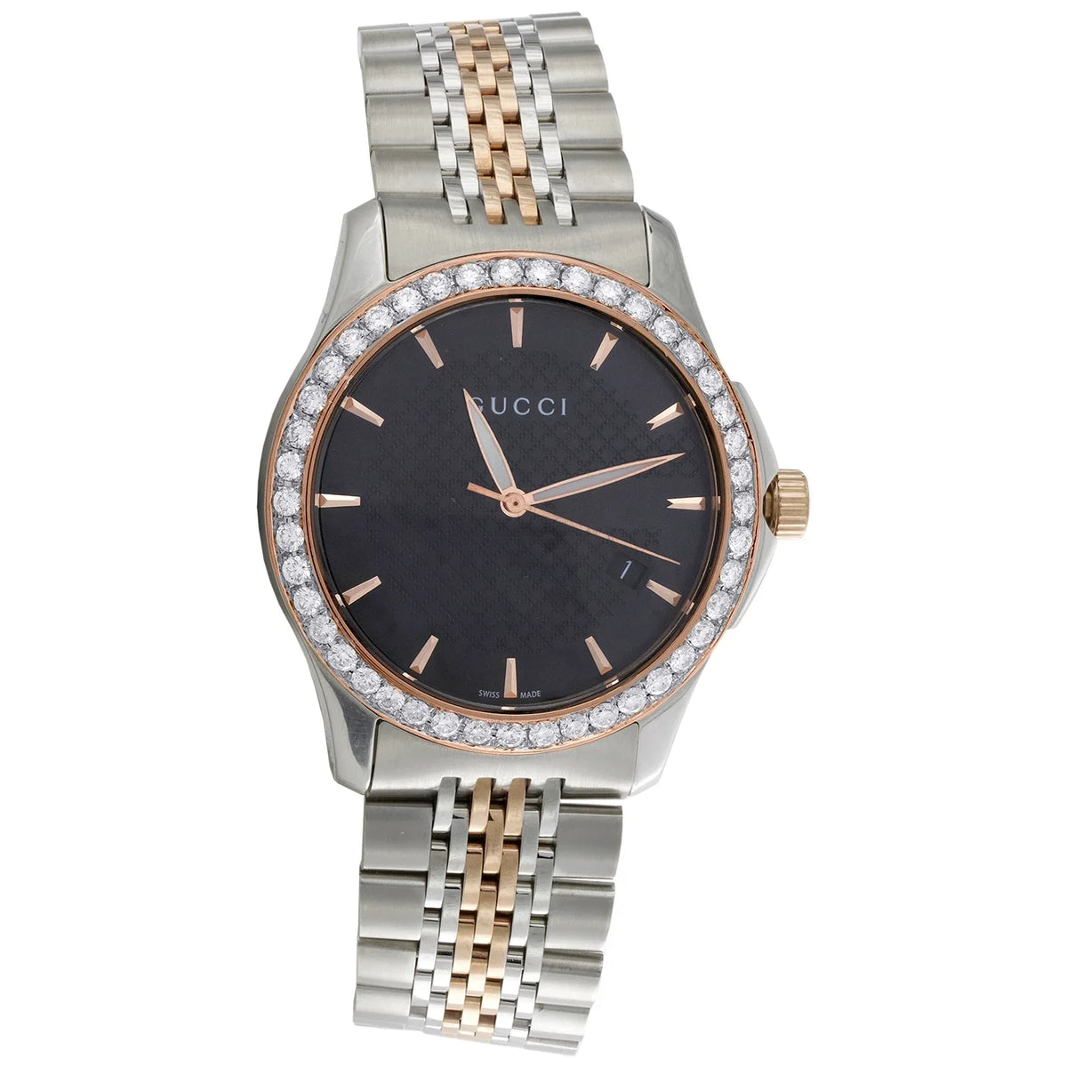 Gucci Ya126410 Diamond Watch G-Timeless 38mm Two Tone Rose / Size. Sizeteel PVD 2 CT.