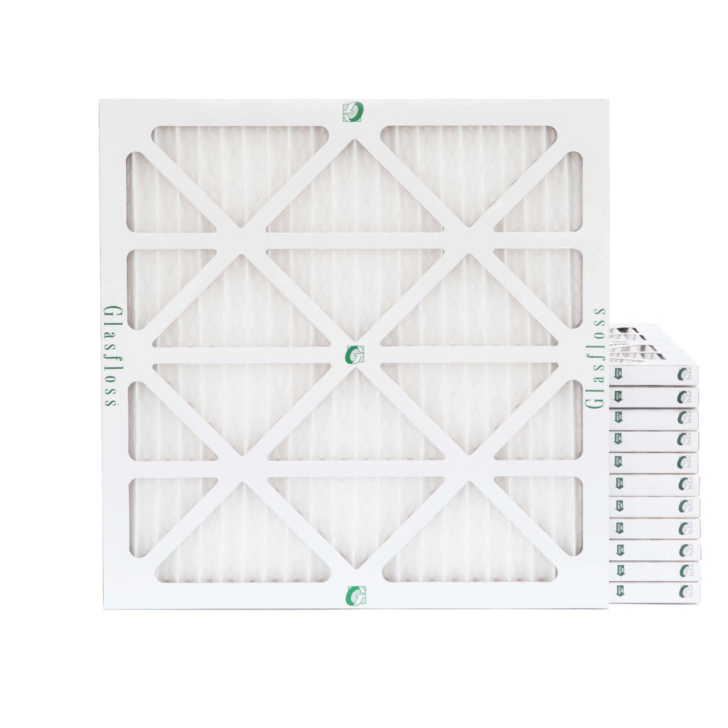 12 Pack of 24x24x1 MERV 10 Pleated Air Filters by Glasfloss. Actual Sizeize: 23-3/8 x 23-3/8 x 7/8