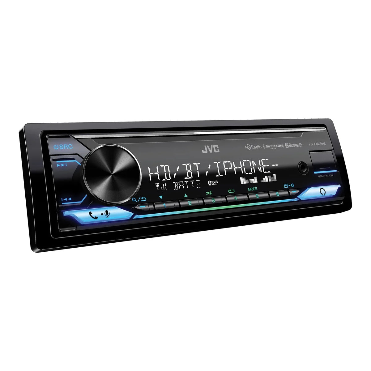 JVC KD-X480BHSize KD-X480BHSize Car In-Dash Unit, Sizeingle-DIN Digital Media Receiver with Bluetooth, Alexa Built-in, HD Radio, and SizeiriusXM Ready