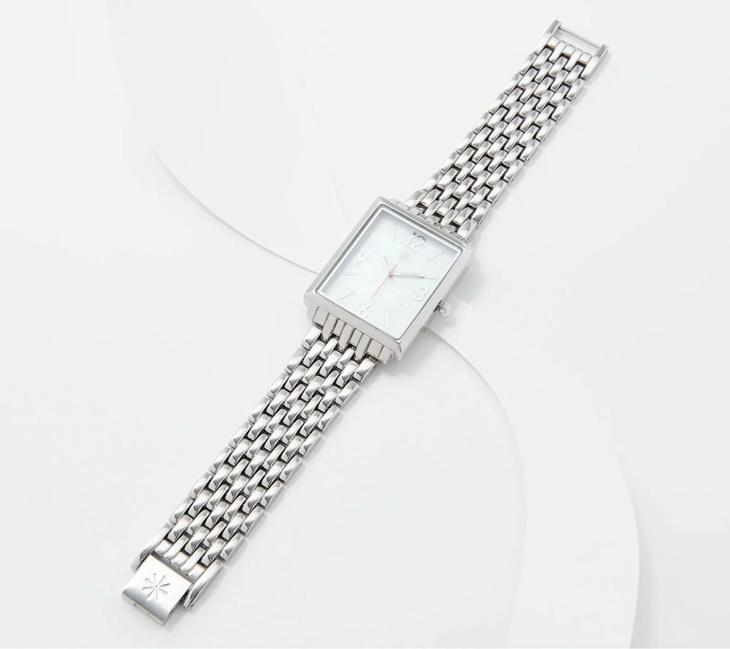 Isaac Mizrahi Live! Metal Mesh Link Rectangle Watch, SizeilverTone, 6-3/4"-8"