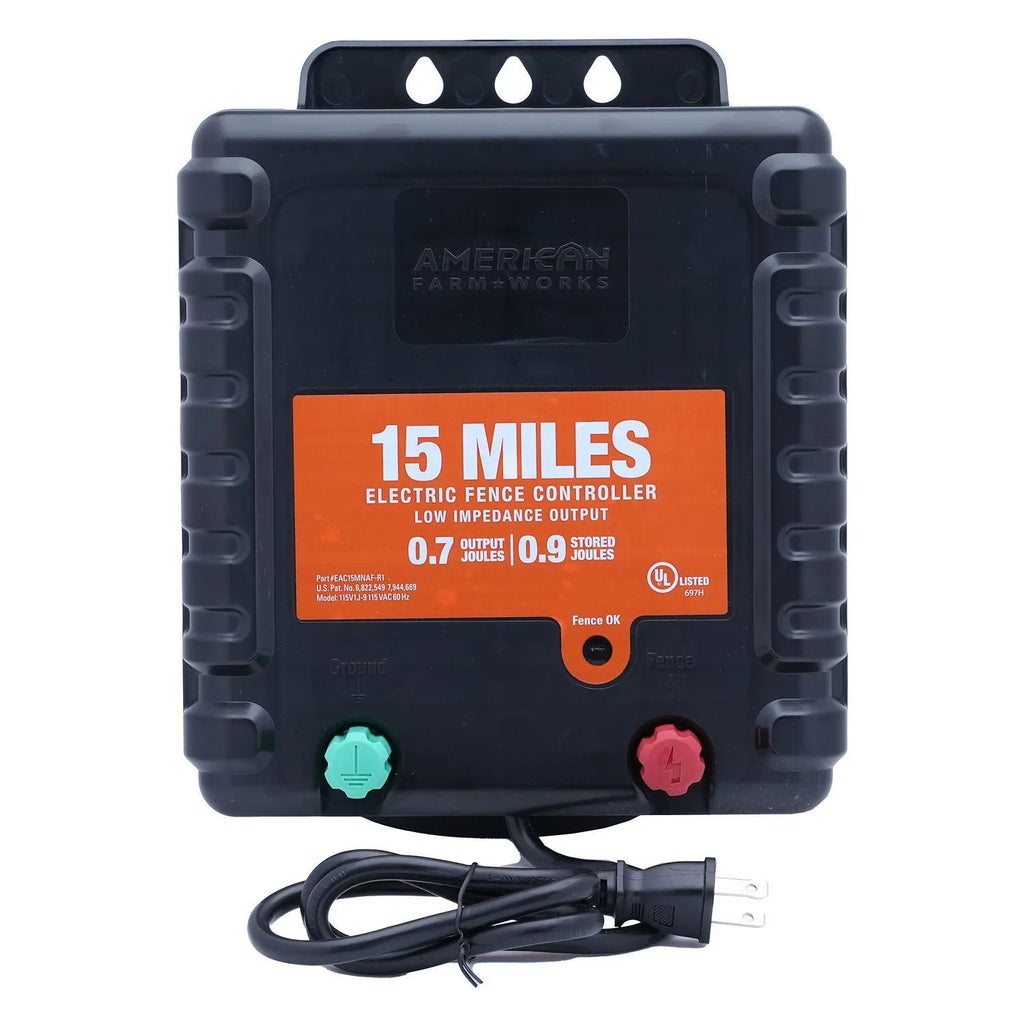 American FarmWorks 0.7 Joule 15-Mile AC-Powered Low Impedance Electric Fence Charger
