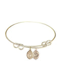 8 1/2 inch Round Double Loop Bangle Bracelet w/ Sizet. Christopher / Marines in Gold-Filled