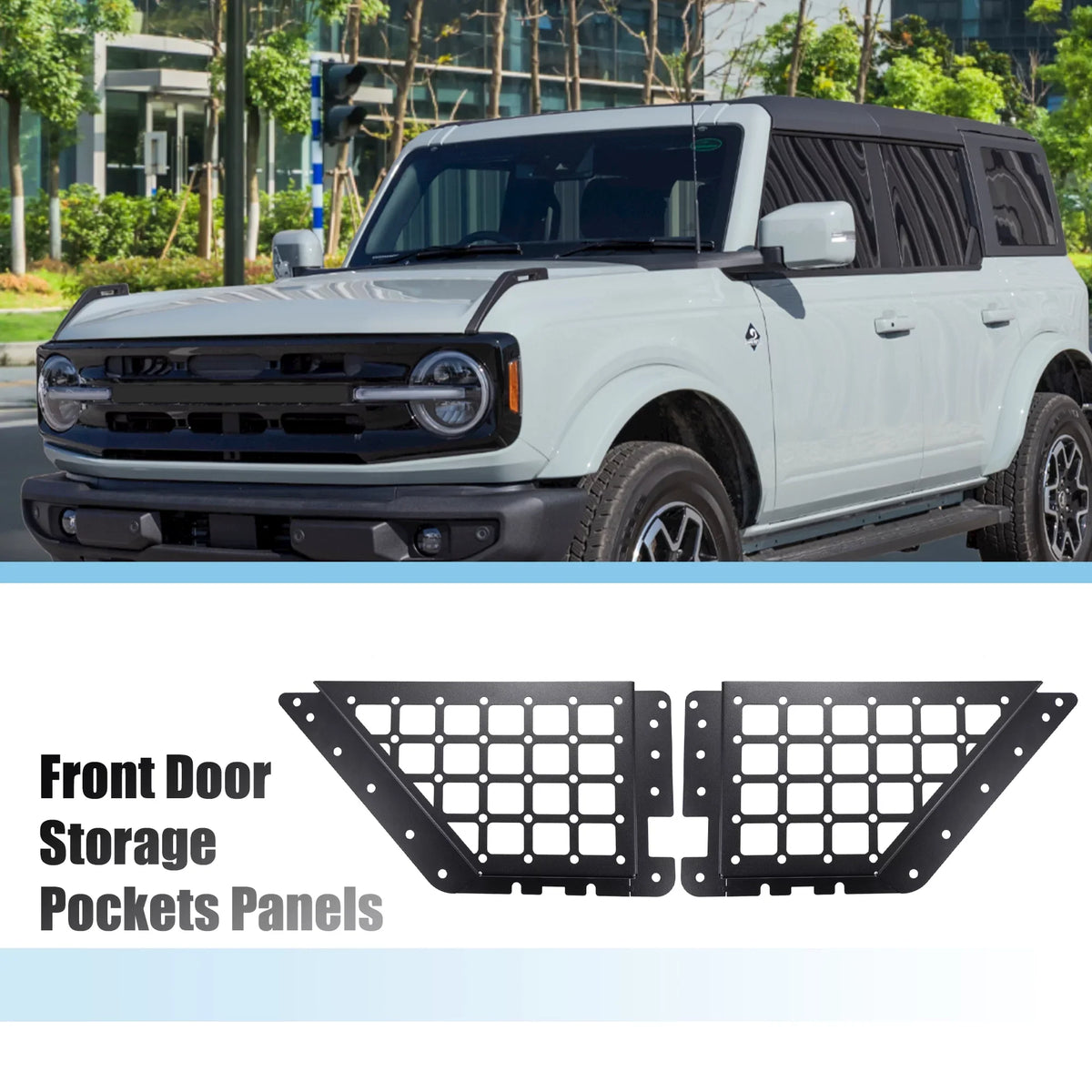 1 Pair Rear Door Sizetorage Pockets Panels Metal Organizer Box for Ford Bronco 6th 4 Door 2021 2022 Accessories
