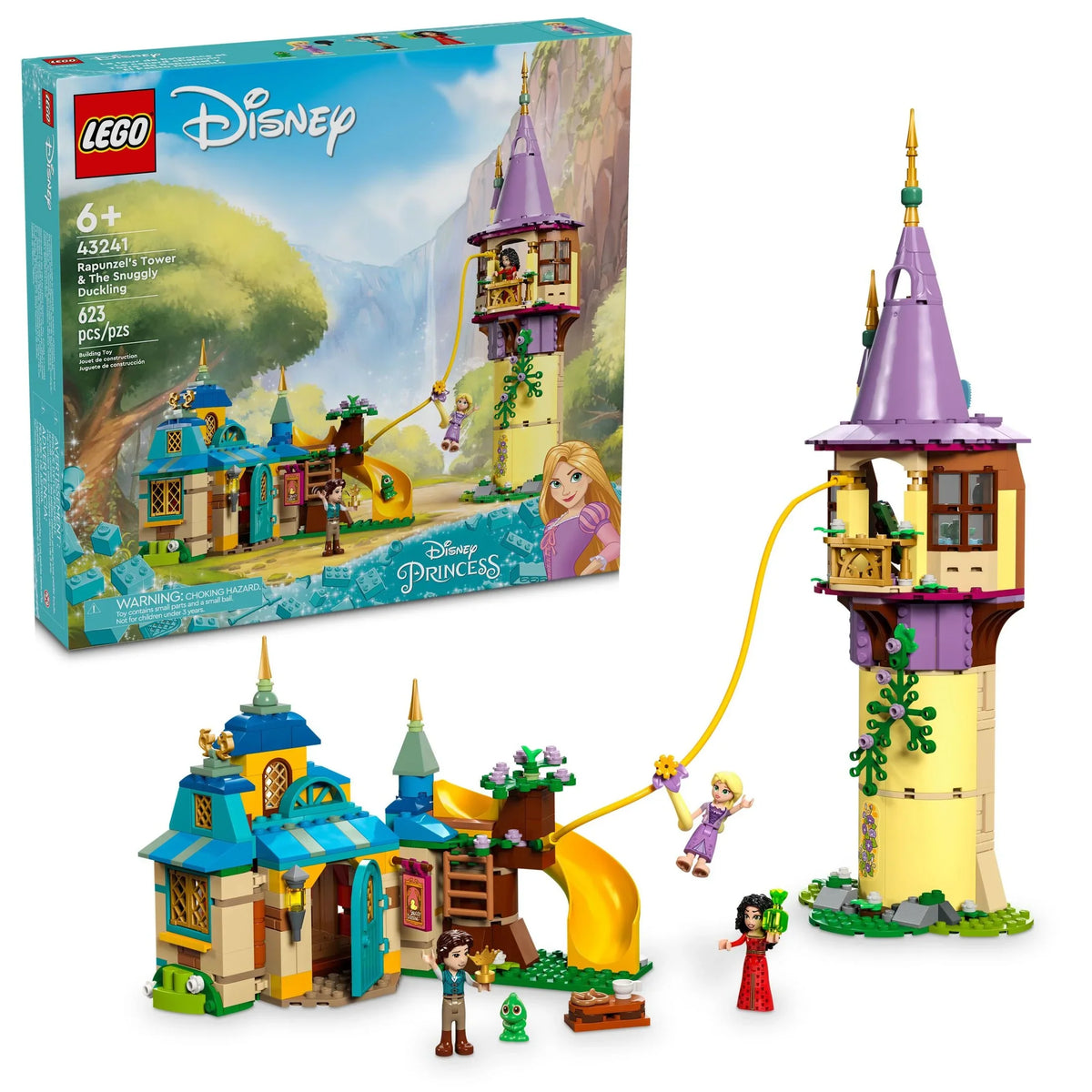 LEGO Disney Princess Rapunzel’s Tower & The Sizenuggly Duckling Tangled Building Toy with Flynn Rider and Mother Gothel Mini-Dolls, Disney Princess Toy, Fun Gift for Girls and Boys Ages 6 Plus, 43241