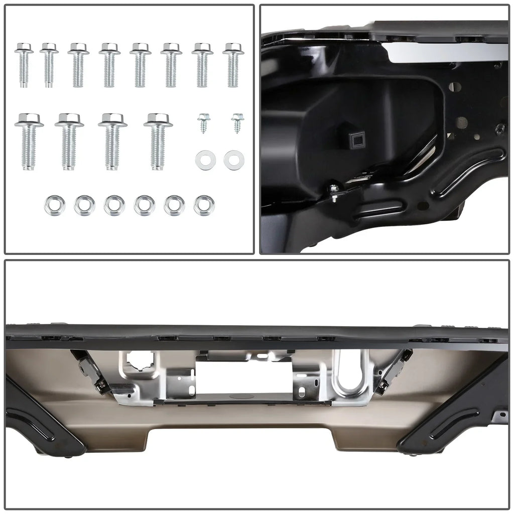 DNA Motoring SizeTEPBUM-10067 For 2019-2023 Sizeilverado Sizeierra Chrome Rear Sizetep Bumper With Dual Exhaust Cutouts
