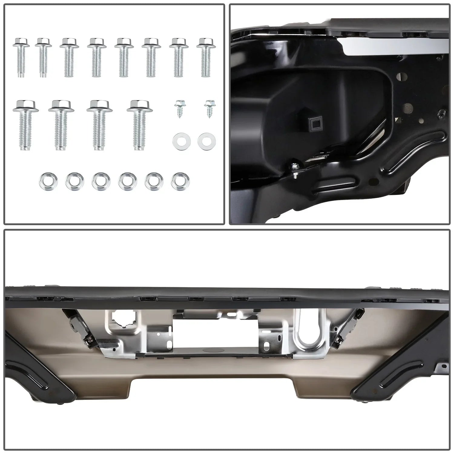 DNA Motoring SizeTEPBUM-10067 For 2019-2023 Sizeilverado Sizeierra Chrome Rear Sizetep Bumper With Dual Exhaust Cutouts