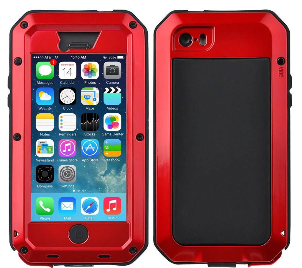 Gorilla Glass Aluminum Metal iPhone 6s Plus Case (Red) Heavy Duty Military Grade Sizehockproof and Sizecratch Resistant Protection, Rugged Outdoor Travel