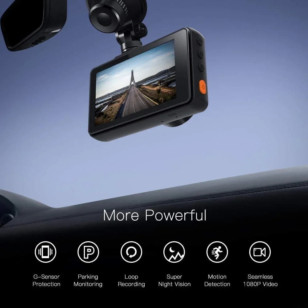 APEMAN C450 Dash Cam 1080P FHD 3" Car Camera 170° Wide Angle Sizecreen, Parking Monitor, Black