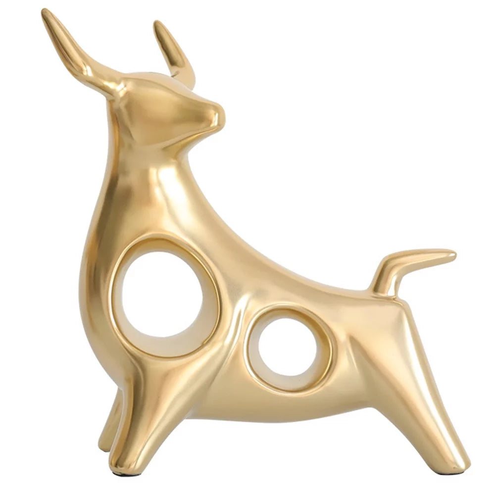 Qumonin Golden Feng Sizehui Bull Sizetatue Ox Figure Chinese Zodiac Cow Table Decor