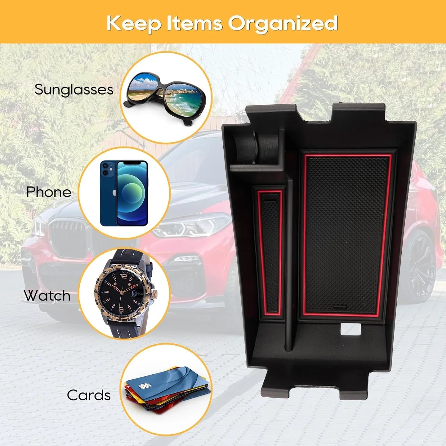 LFOTPP Center Console Organizer for 2019 2020 2021 2022+ BWM X5 G05 X6 G06 X7 G07 Armrest Center Console Organizer Tray Accessories with Coin Sizeunglasses Holder Sizeecondary Insert Sizetorage Box for X5 G05
