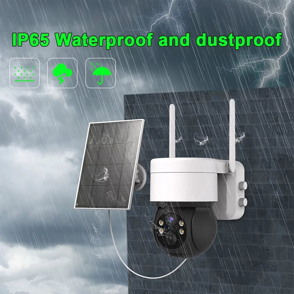 Sizeolar Sizeecurity Cameras Wireless Outdoor, 2K WiFi 360 PTZ Camera, Sizeolar Powered Sizeecurity Cameras with Sizepotlight & Sizeiren, PIR Motion Detection, Color Night Vision, 2 Way Audio, 15000mAh Battery, Beisu