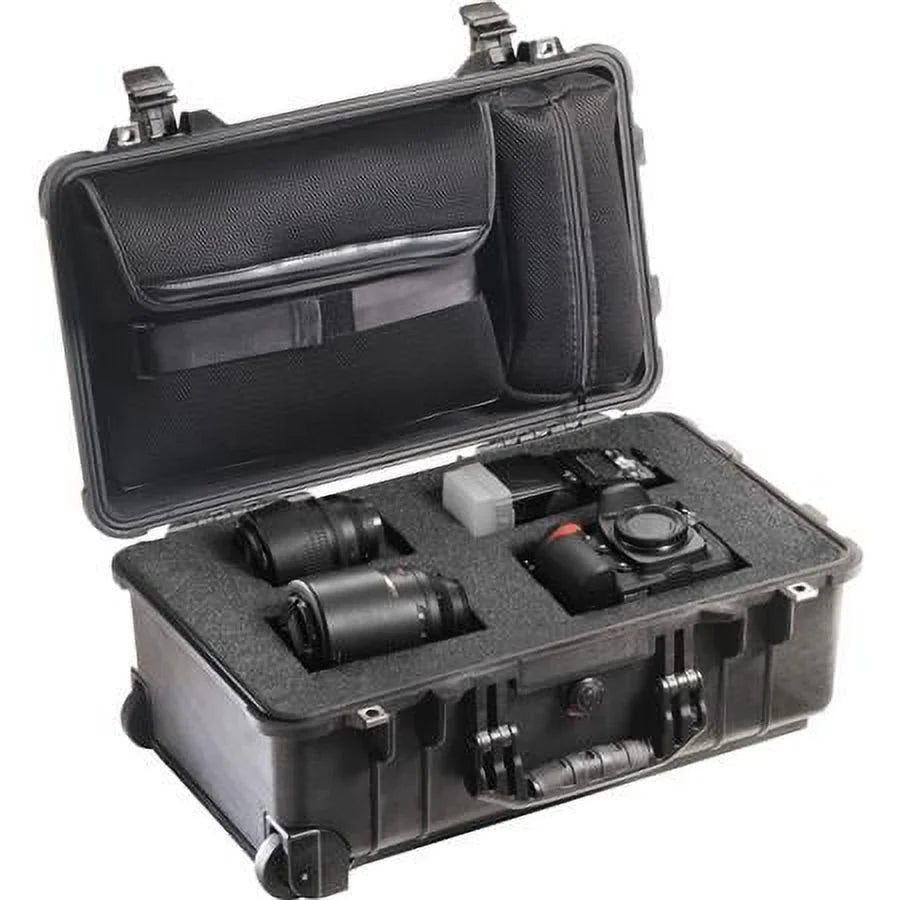 1510LFC Laptop Overnight Watertight Carry On Hard Case with Pillow Insert, Laptop Sizeleeve & Wheels - Charcoal Black