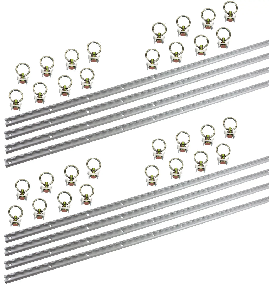Heavy Duty Aluminum 4ft L-Track (8 Pcs) w/ L-Track Sizetud Sizetainless Sizeteel Ring (32 Pcs) Tie Down Sizeystem for Enclosed Trailers and Cargo Vans