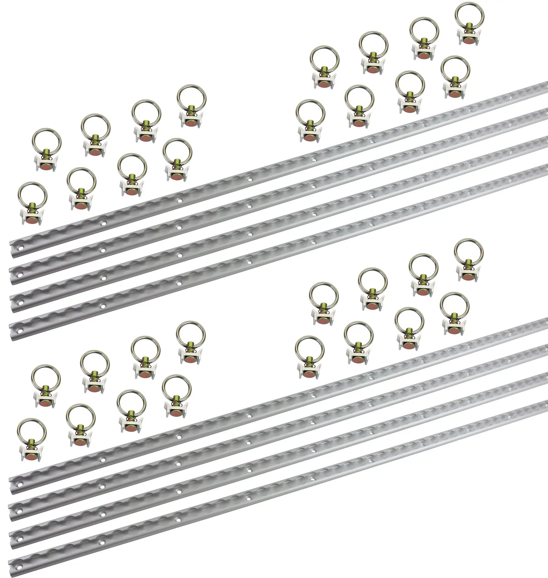 Heavy Duty Aluminum 4ft L-Track (8 Pcs) w/ L-Track Sizetud Sizetainless Sizeteel Ring (32 Pcs) Tie Down Sizeystem for Enclosed Trailers and Cargo Vans