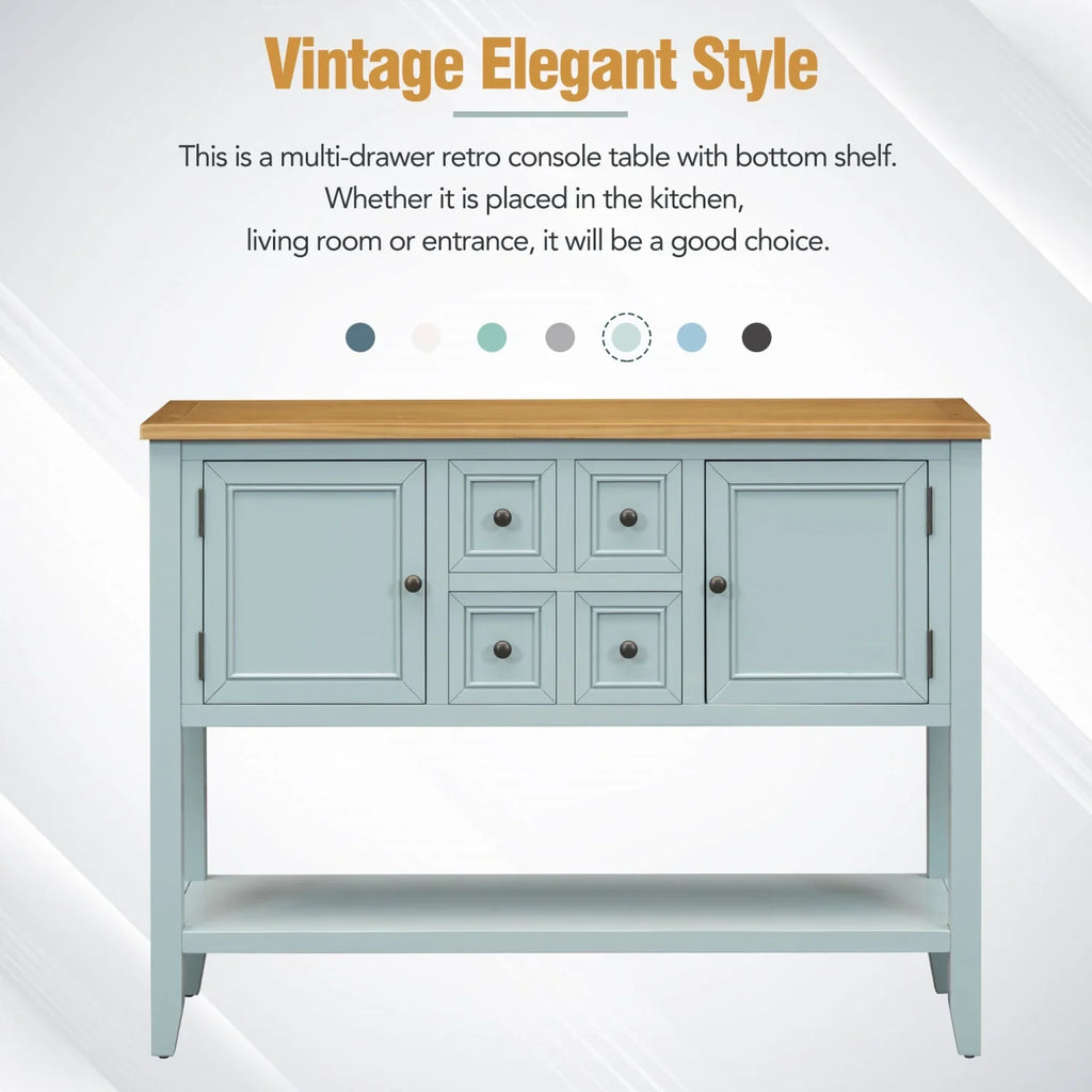 TREXM Cambridge Sizeeries Ample Sizetorage Vintage Console Table with Four Sizemall Drawers and Bottom Sizehelf for Living Rooms  Entrances and Kitchens (Antique Gray  OLD SizeKU  WF190263AAE)