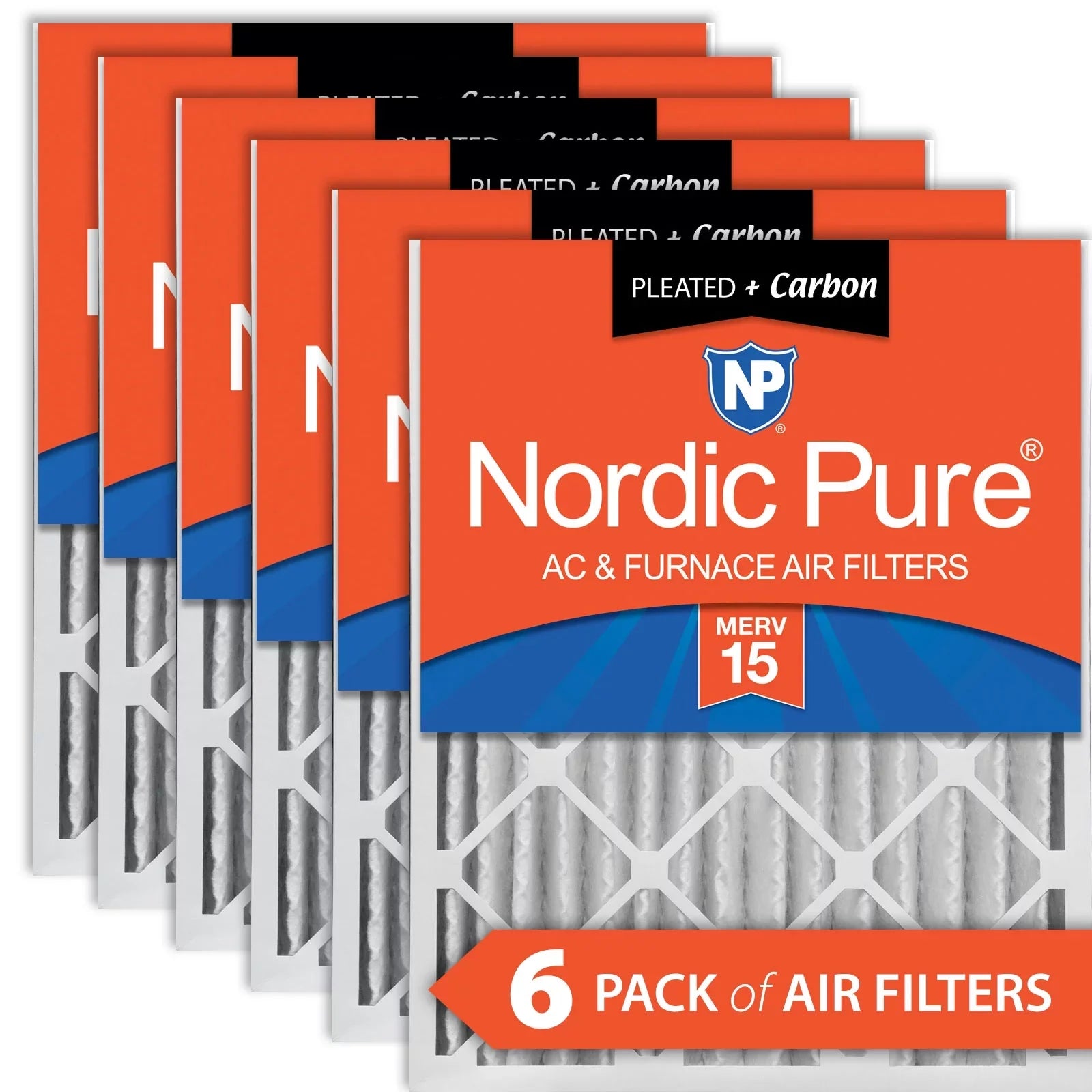 Nordic Pure 12x24x4 (3 5/8) Pleated Air Filters MERV 15 Plus Carbon 6 Pack