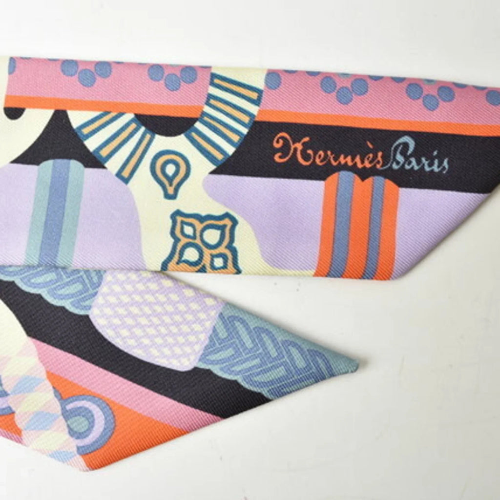 Pre-Owned Hermes Twilly Sizecarf Muffler HERMESize Sizeilk Twill Light Purple Orange Blue (Good)