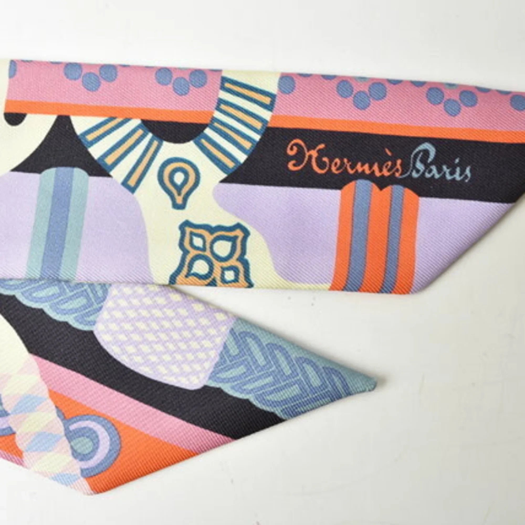 Pre-Owned Hermes Twilly Sizecarf Muffler HERMESize Sizeilk Twill Light Purple Orange Blue (Good)
