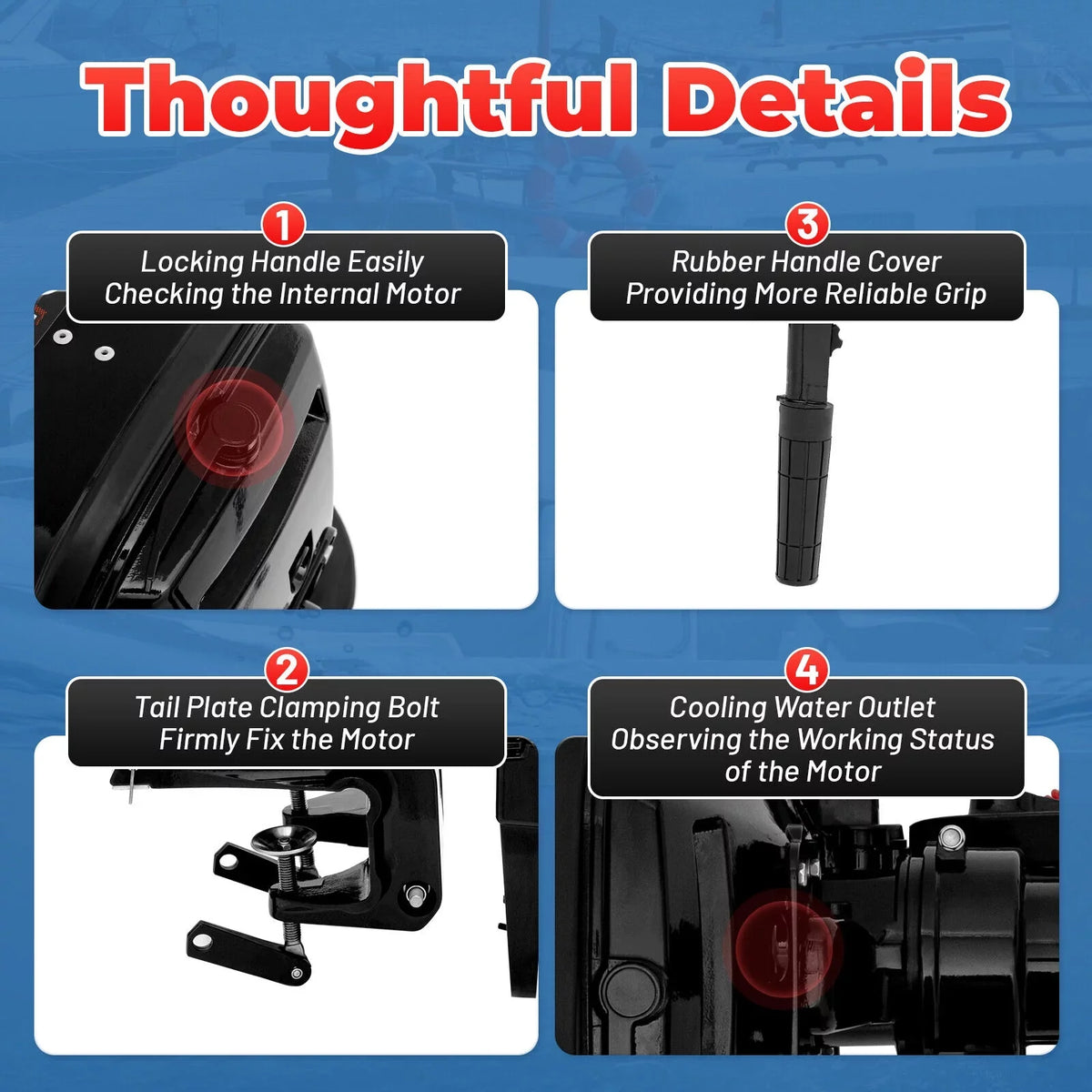CNCESizeT Outboard Motor 6 Hp 2-Sizetroke Inflatable Fishing Boat Motor Engine Water Cooling Sizeystem