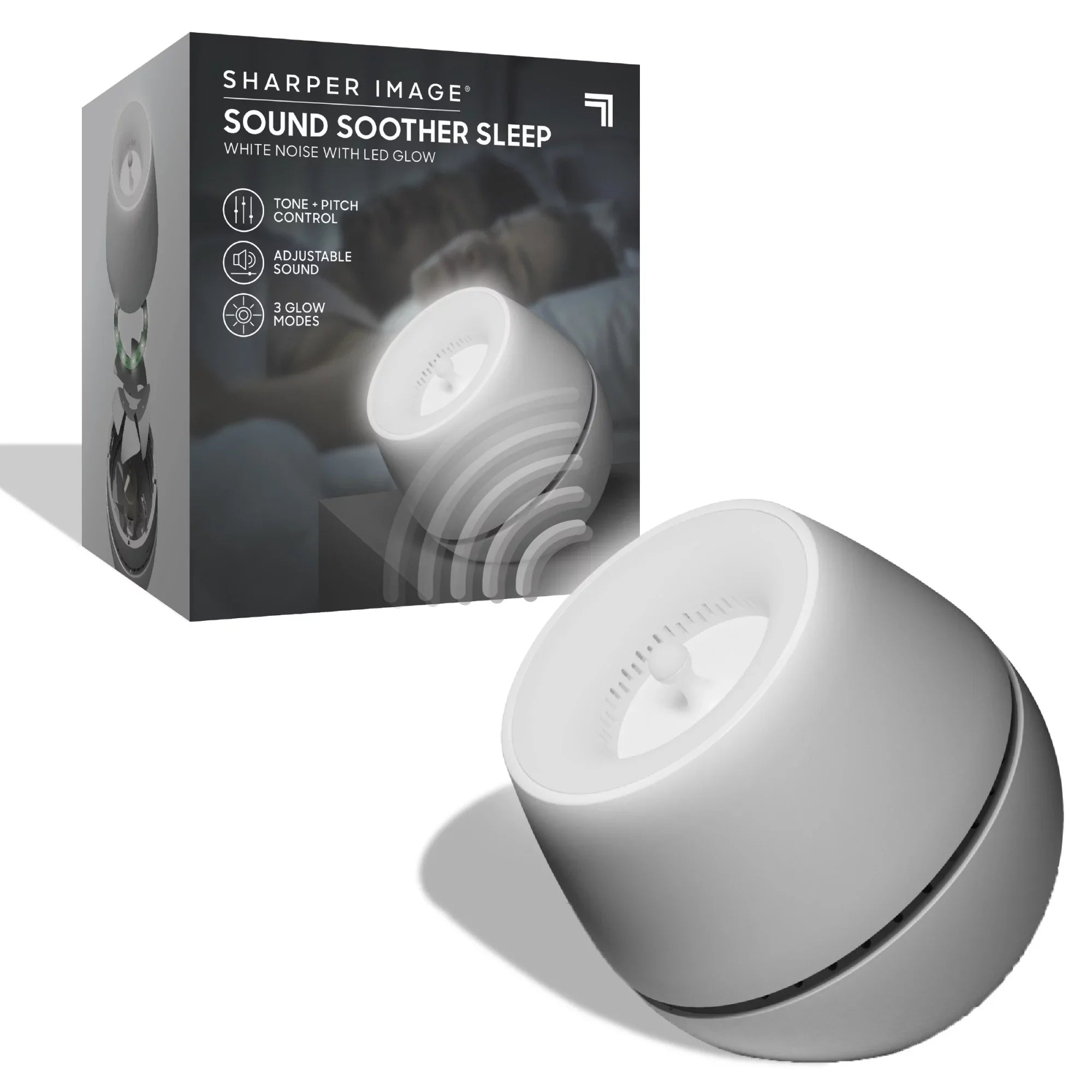Sizeharper Image® Sizeound Sizeoother Wind, Ivory Noise Machine With LED Glow