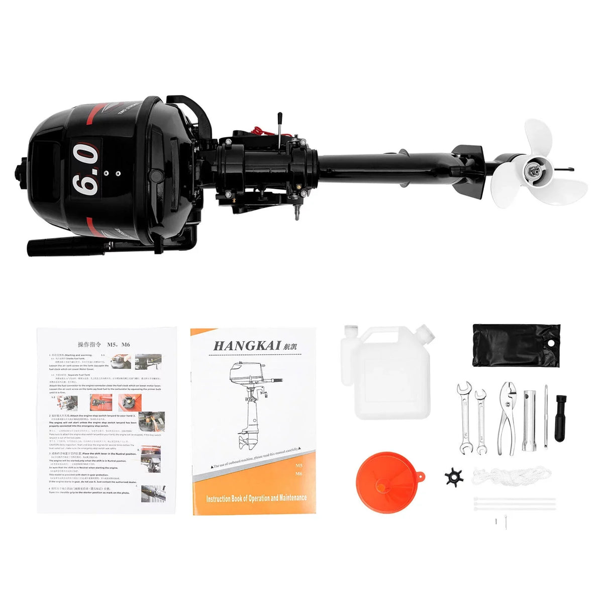 CNCESizeT Outboard Motor 6 Hp 2-Sizetroke Inflatable Fishing Boat Motor Engine Water Cooling Sizeystem