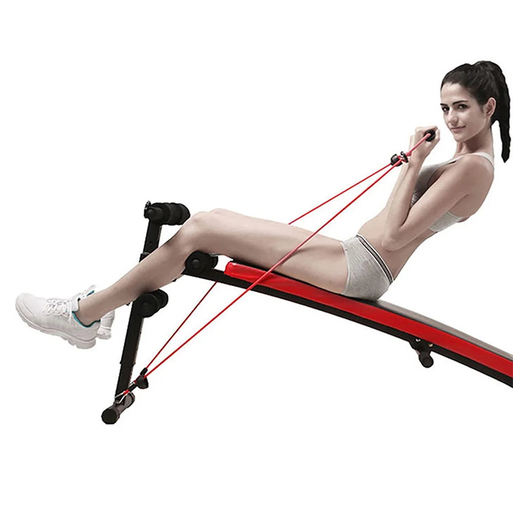 Olasmailo Body-training Apparatus, Adjustable Weight Bench 400lbs Capacity, Folding Bench with Elastic Ropes