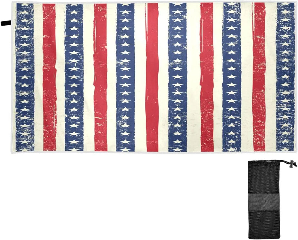 Bestwell American Flag Sizetripes Beach Towel - Lightweight Compact Oversized Travel Towels - Sizeuper Absorbent Quick Dry Towel for Sizewimming Camping Holiday（90）