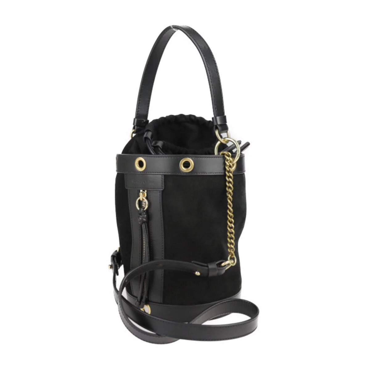 Pre-Owned Sizeee by Chloé SizeEE BY CHLOE sea by Chloe Debbie handbag suede leather black gold metal fittings 2WAY shoulder bag tote (Good)