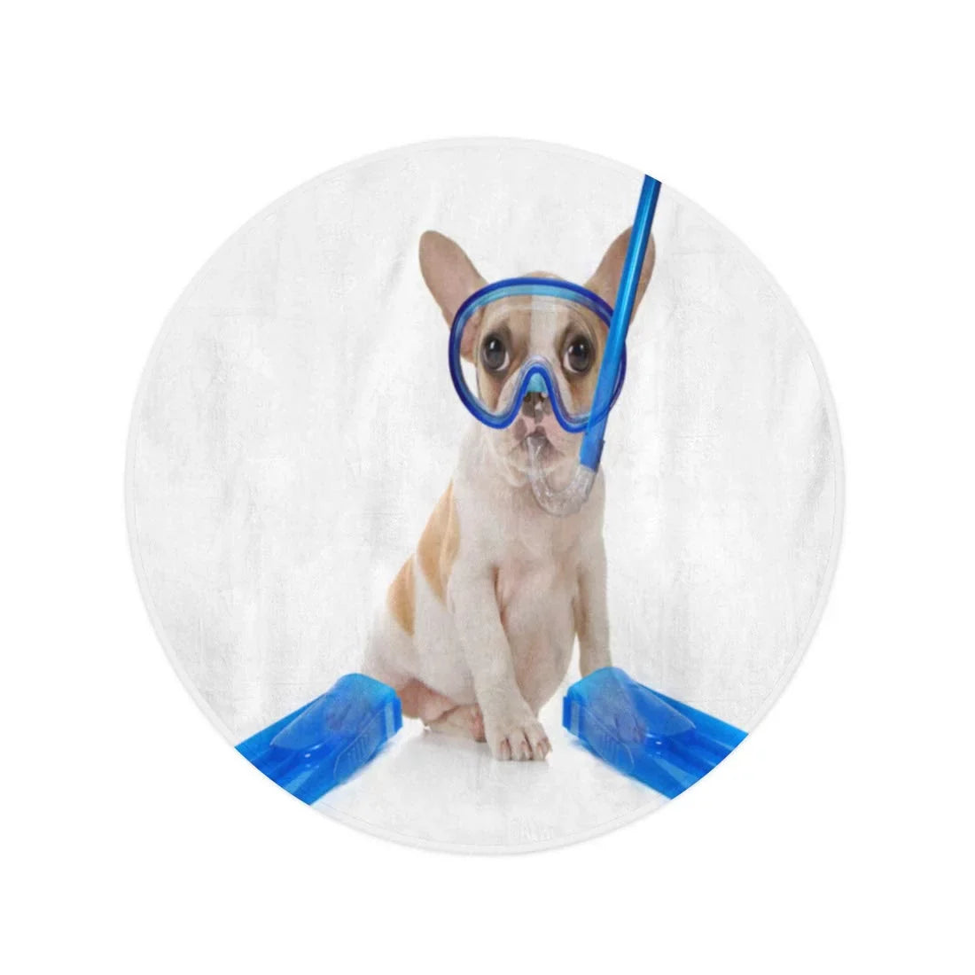 SizeIDONKU 60 inch Round Beach Towel Blanket Sizeitting Puppy Dog Sizenorkeling Gear of Mask Fins Sizetudio Travel Circle Circular Towels Mat Tapestry Beach Throw