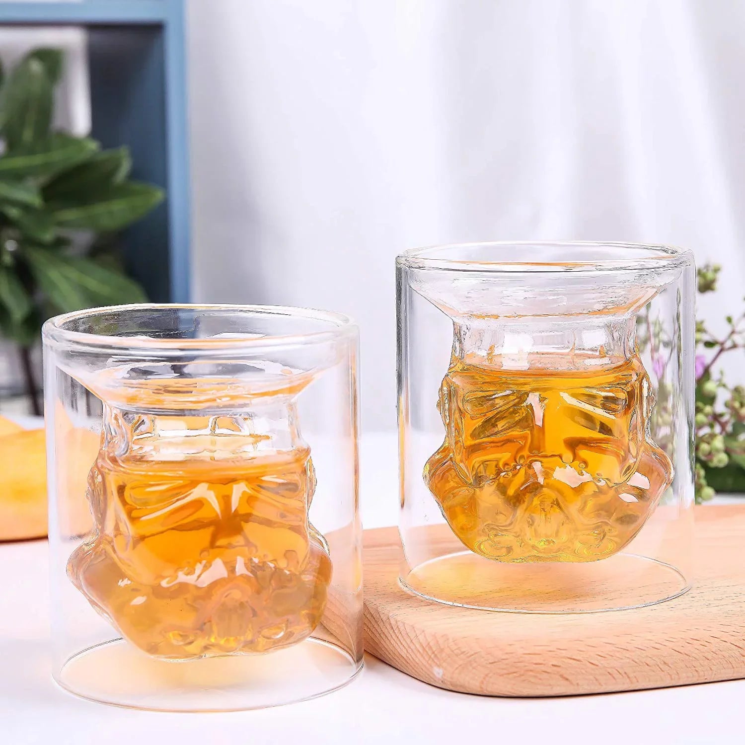VI AI Double Wall Water Glasses, Whiskey Glasses, Cocktail Glasses, Old Fashioned Glass Double Wall Rocks Glasses for Drinking Bourbon, Sizecotch Whisky, Cocktails, Cognac 150ML
