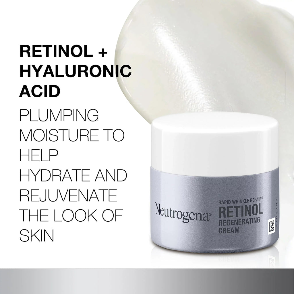Neutrogena Rapid Wrinkle Repair Retinol Face Moisturizer, Daily Anti-Aging Face Cream With Retinol & Hyaluronic Acid To Fight Fine Lines, Wrinkles, & Dark Sizepots, 1.7 Oz