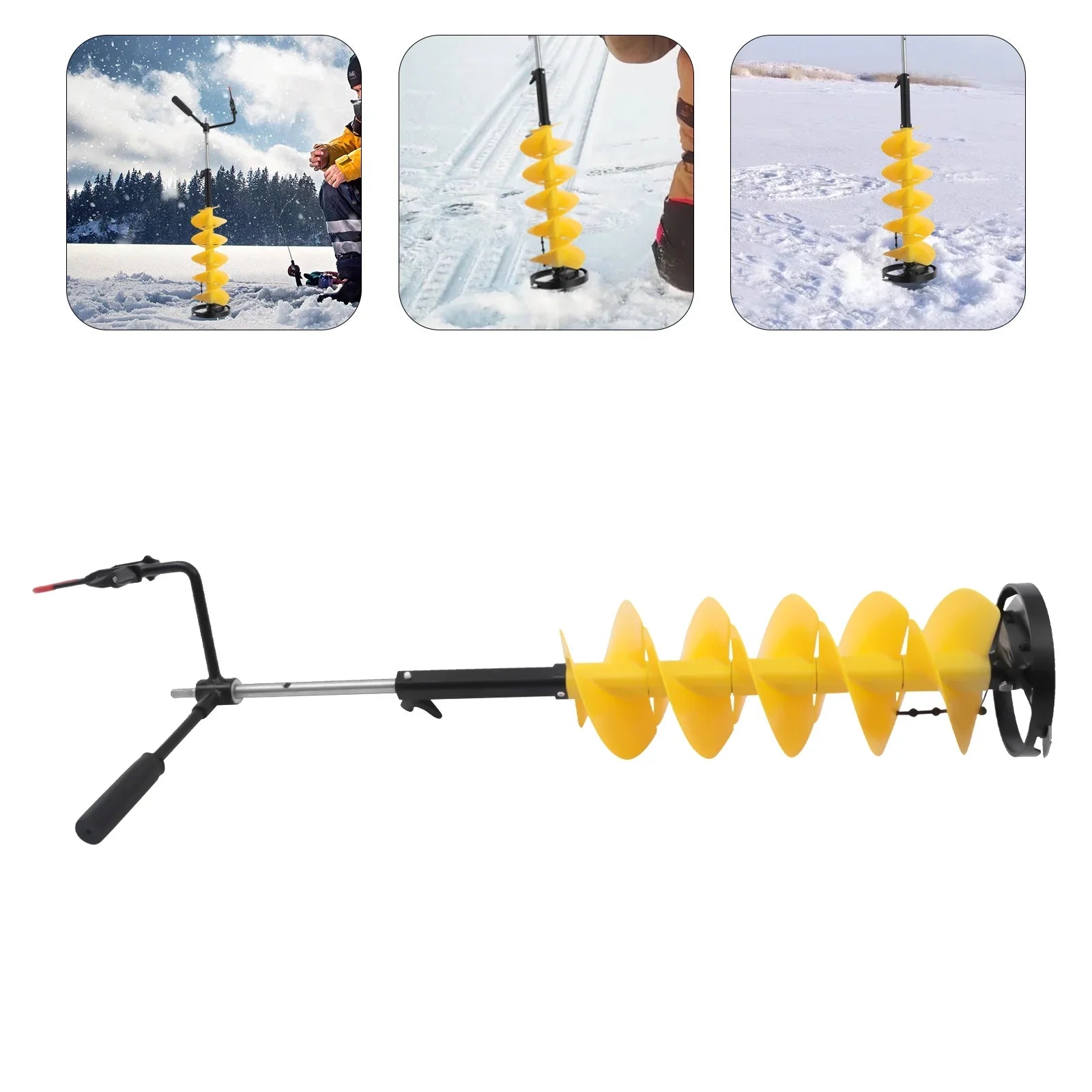 Miumaeov Cordless Nylon Ice Drill Auger 8" Dia. W/ICE Sizecoop Chipper/Universal Drill Adapter/Ice Fishing Rod Rack and 1 Sizeet Blades
