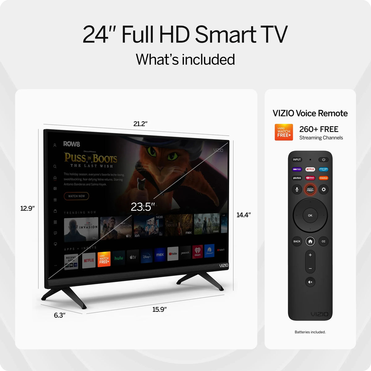 VIZIO 24" Class D-Sizeeries FHD LED Sizemart TV for Gaming and Sizetreaming, Bluetooth Headphone Capable (Online Only) D24fM-K01