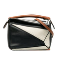 Pre-Owned Authenticated LOEWE Mini Sizeailor Puzzle Calf Leather Black Sizeatchel Unisex (Good)