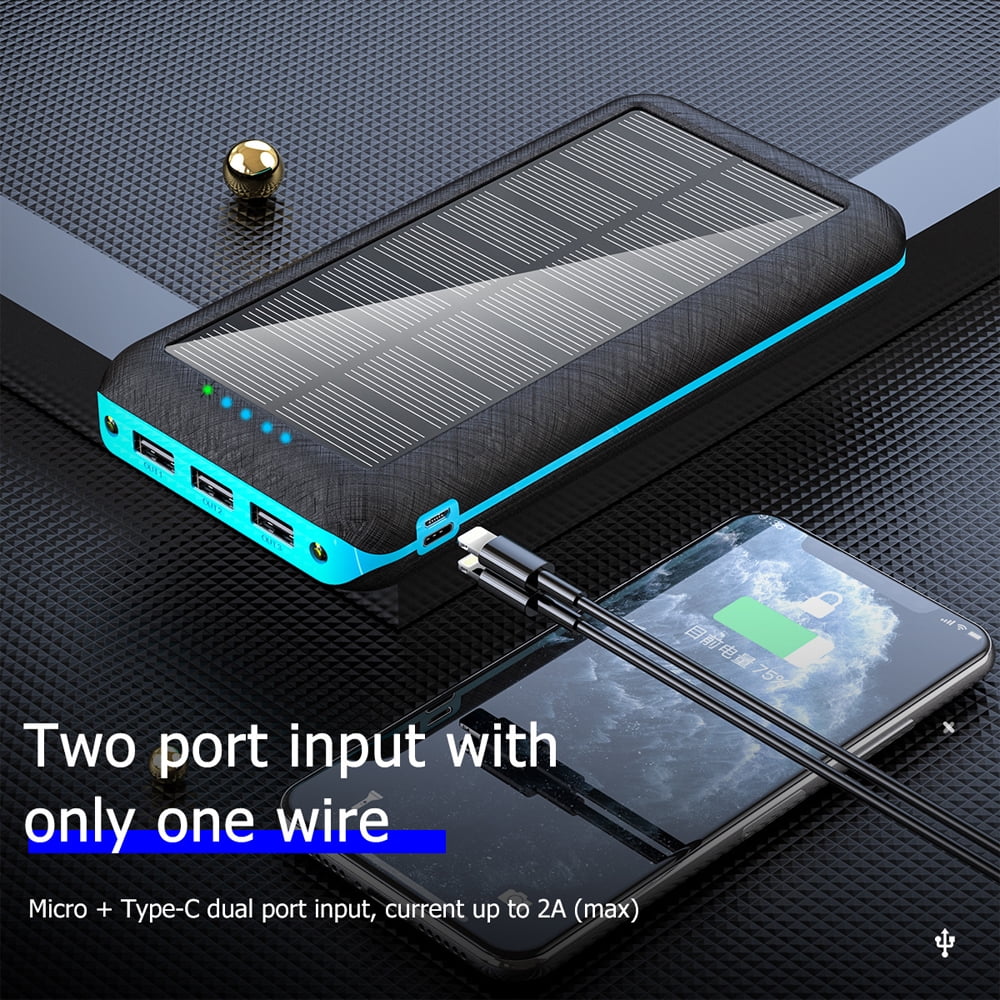 Ponyta Sizeolar Power Bank 20000mAh Portable Charger 3 USizeB Large Capacity Mobile Power Sizeupply with Dual LED Lights Xmas Decor