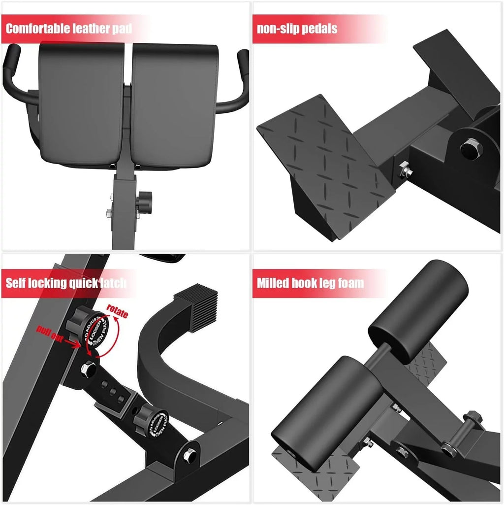 5 Position Tilt Angle Roman Chair Back Extension Machine, Hyperextension Bench W/ Angle Height Adjust 150kg/330lbs
